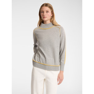 Elena Mirò - Maglia in lana con bordi a contrasto - Grigio