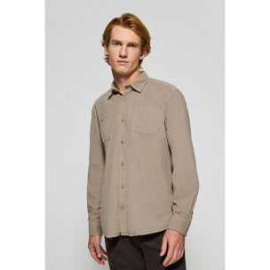 Camisa con bolsillos Massachusetts color camel y bordado Polo Club