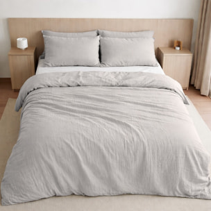 Housse de couette 100% gaze de coton lavé gris glacier