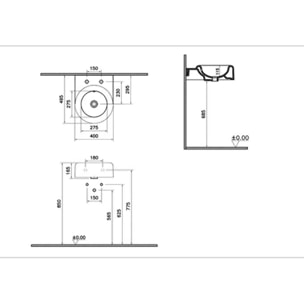 Lavabo VITRA Liquid 40 cm 2 trous avec trop-plein