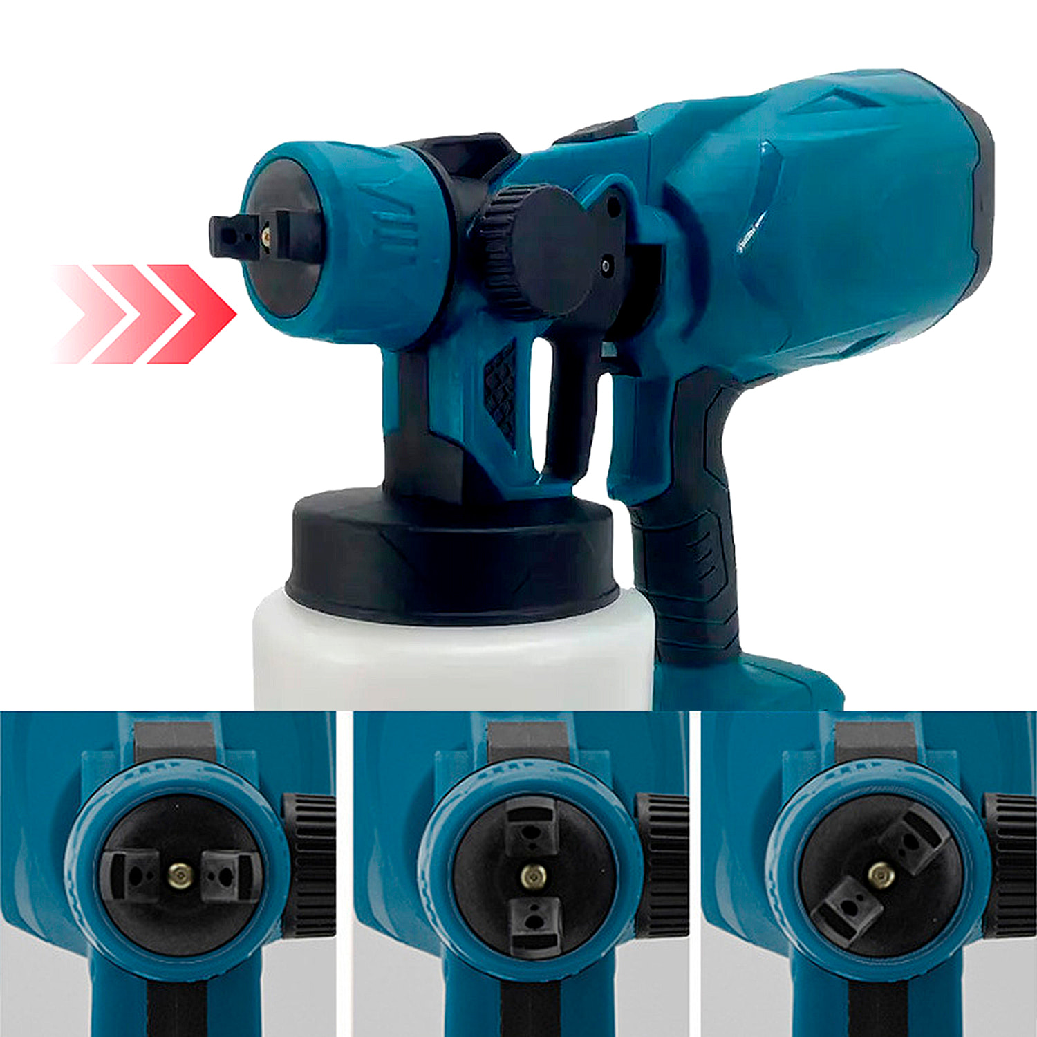 Pulverizador de pintura 21V con 1000ml de capacidad y 200W de potencia. DOBLE BATERIA de litio 13000Mah