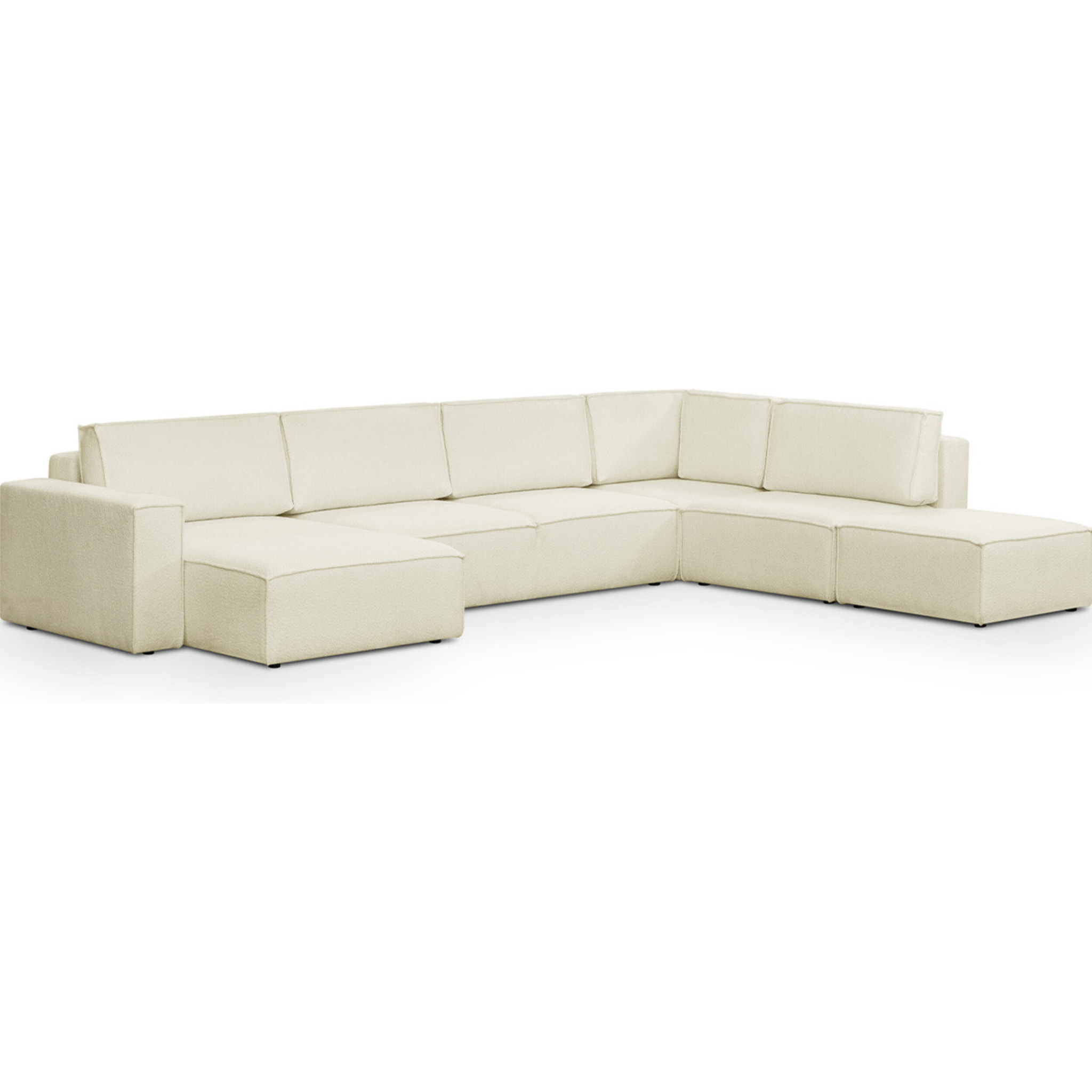 Canapé d'angle droit convertible 8+1 places en tissu bouclé - HARPER MOD