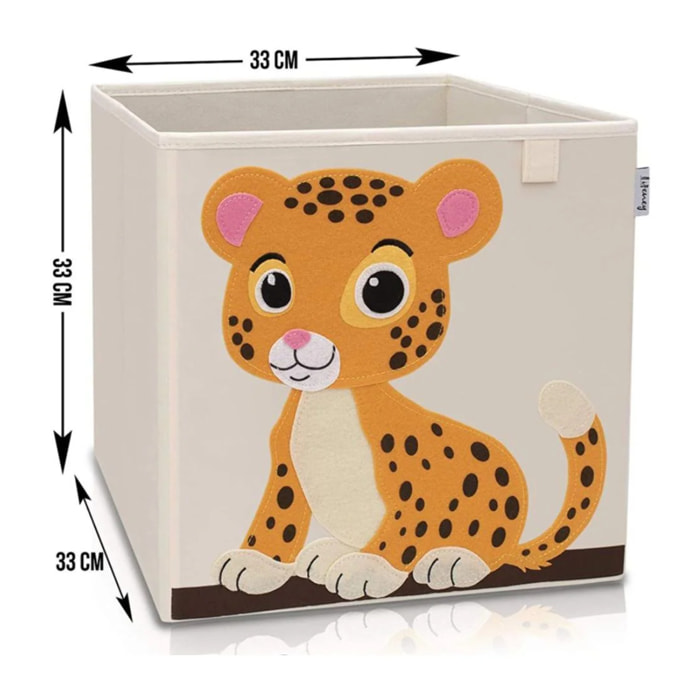 Boîte de rangement en tissu pour enfant "tigre" sur fond clair, compatible Ikea Kallax Lifeney