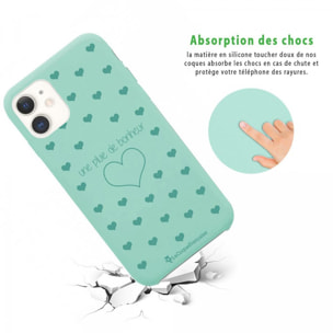 Coque iPhone 11 Silicone Liquide Douce vert pâle Pluie de Bonheur Vert d'eau La Coque Francaise.