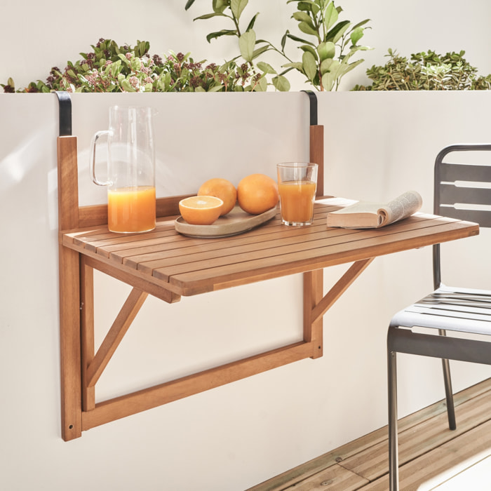 Table d'appoint en bois pour balcon. rectangulaire. rabattable. hauteur ajustable