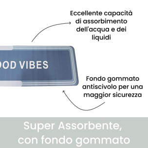 Tappeto Bagno, Tappeto Doccia Antiscivolo, Assorbente, Lavabile, 50x140 cm, Tappetino Magico per Bagno e Cucina. Modello: Good Vibes