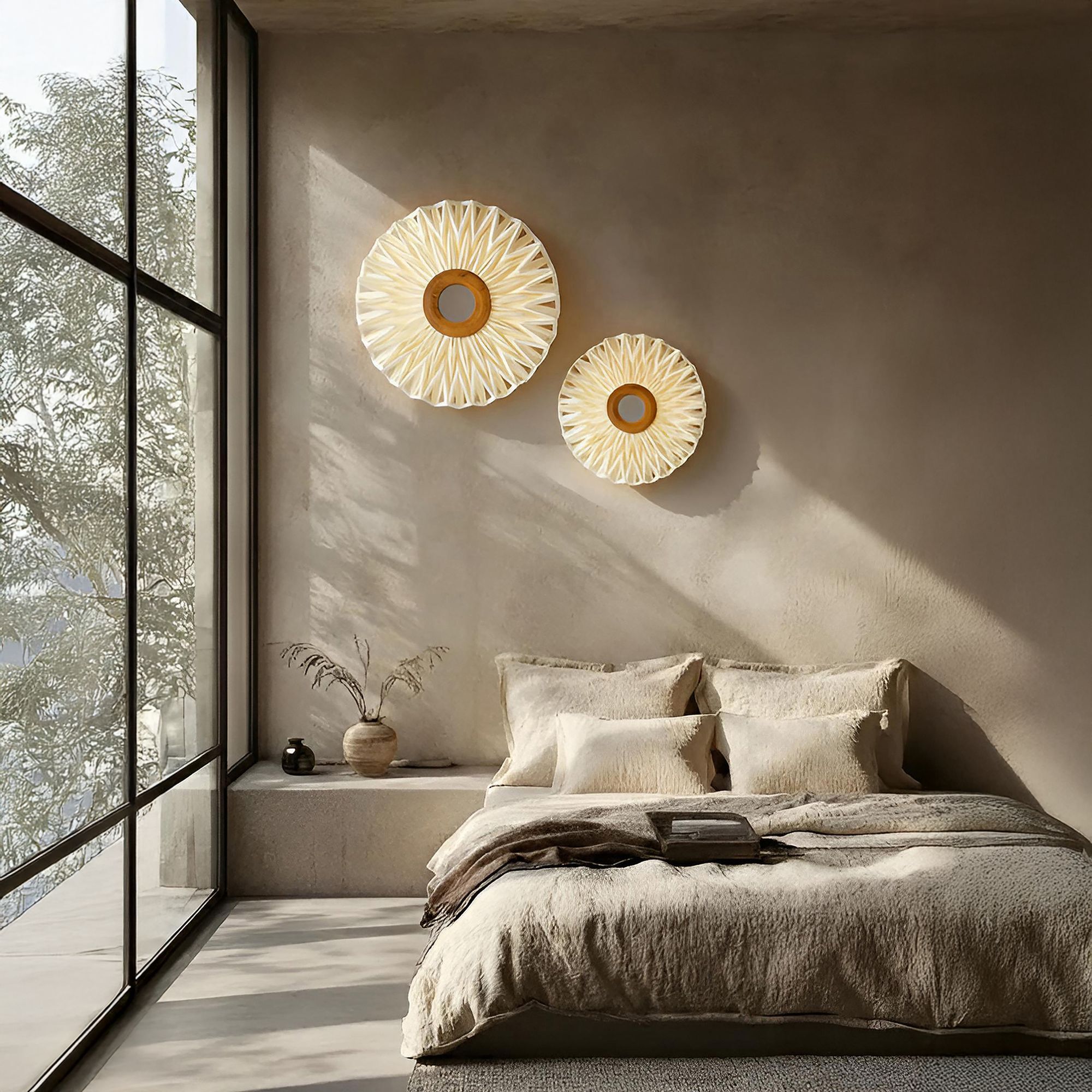 Applique en tissu blanc cassé avec miroir 40cm MATAHARI