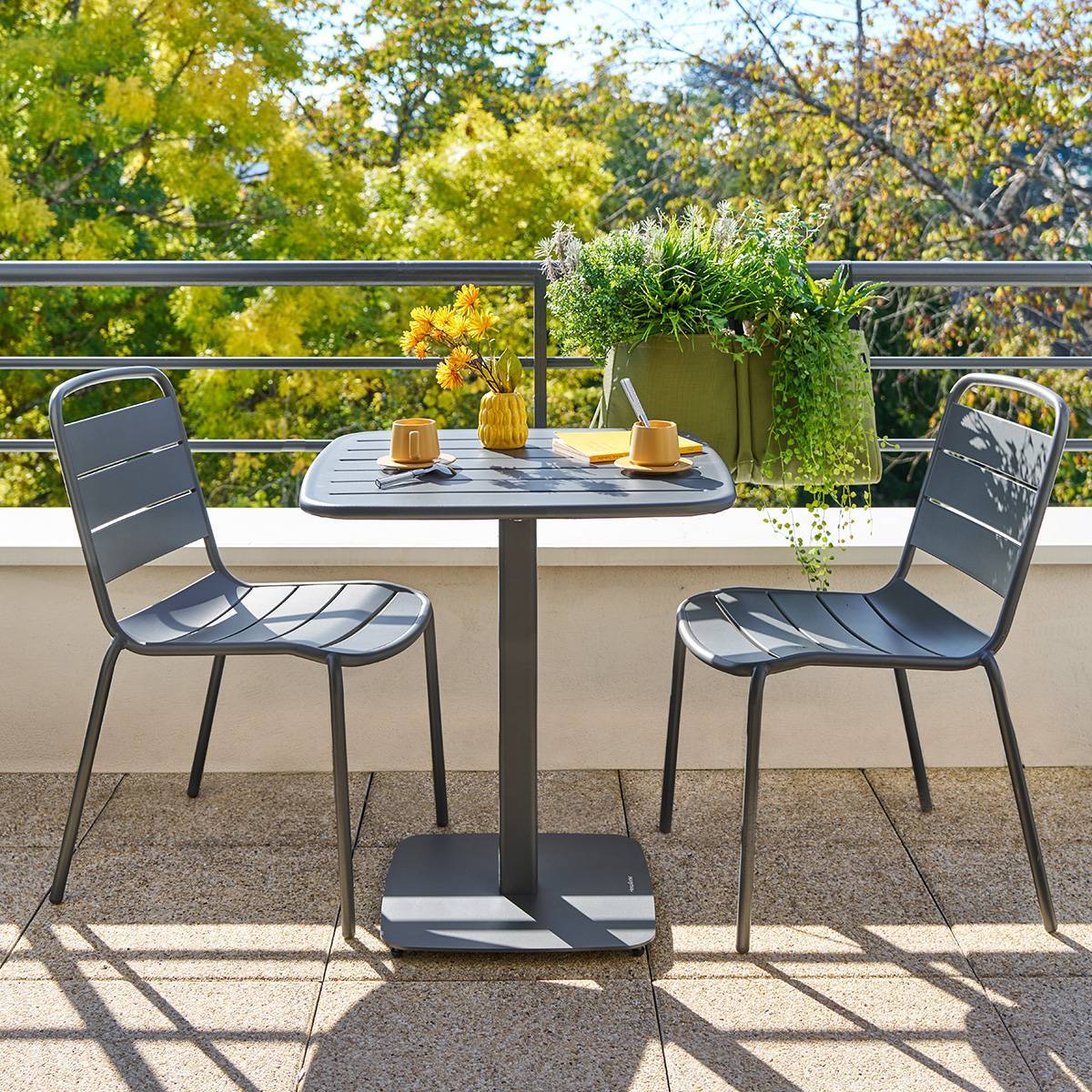 Table de jardin 2 places Alegoria 70x70cm gris graphite