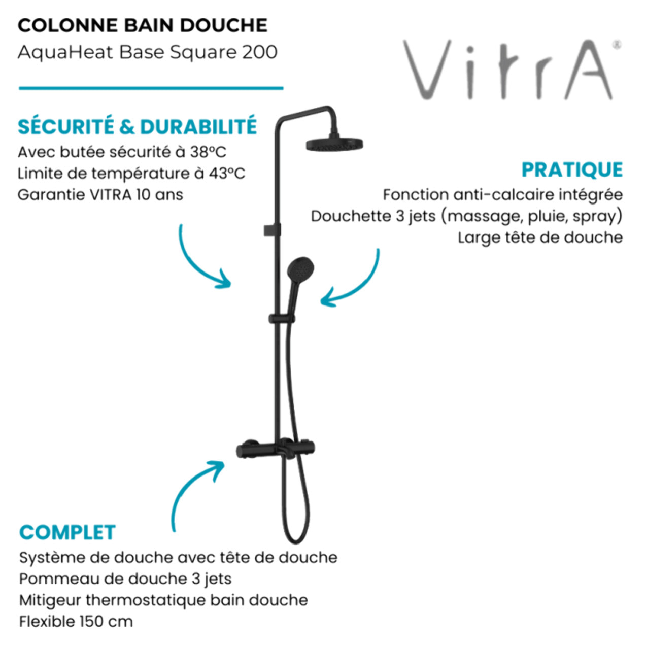 Colonne bain douche thermostatique Aquaheat Joy 220