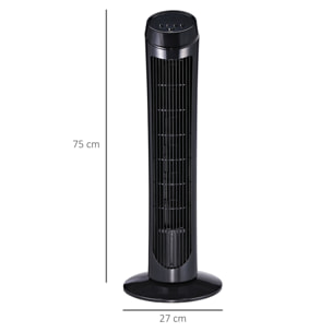 HOMCOM Ventilateur colonne tour oscillant silencieux 45 W 3 vitesses 27L x 27l x 75H cm noir