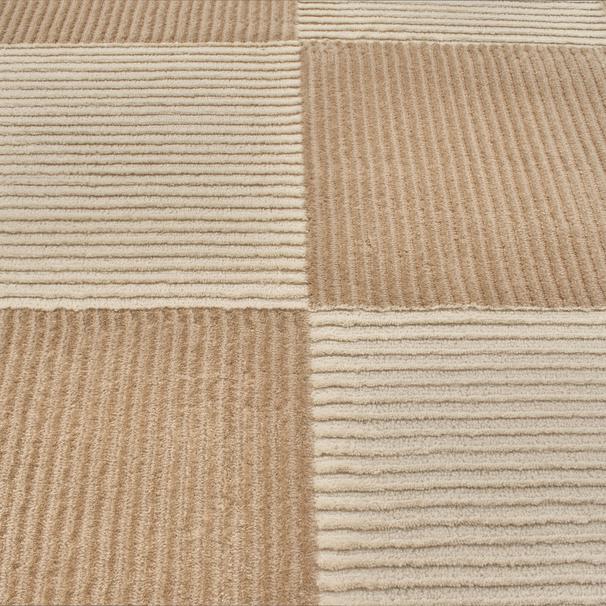 BIANCA - Tapis motif carreaux en relief crème et beige
