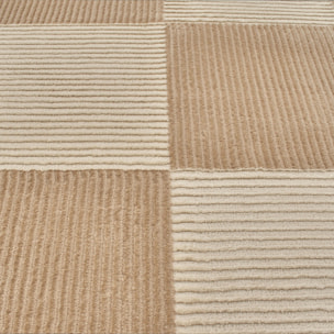 BIANCA - Tapis motif carreaux en relief crème et beige