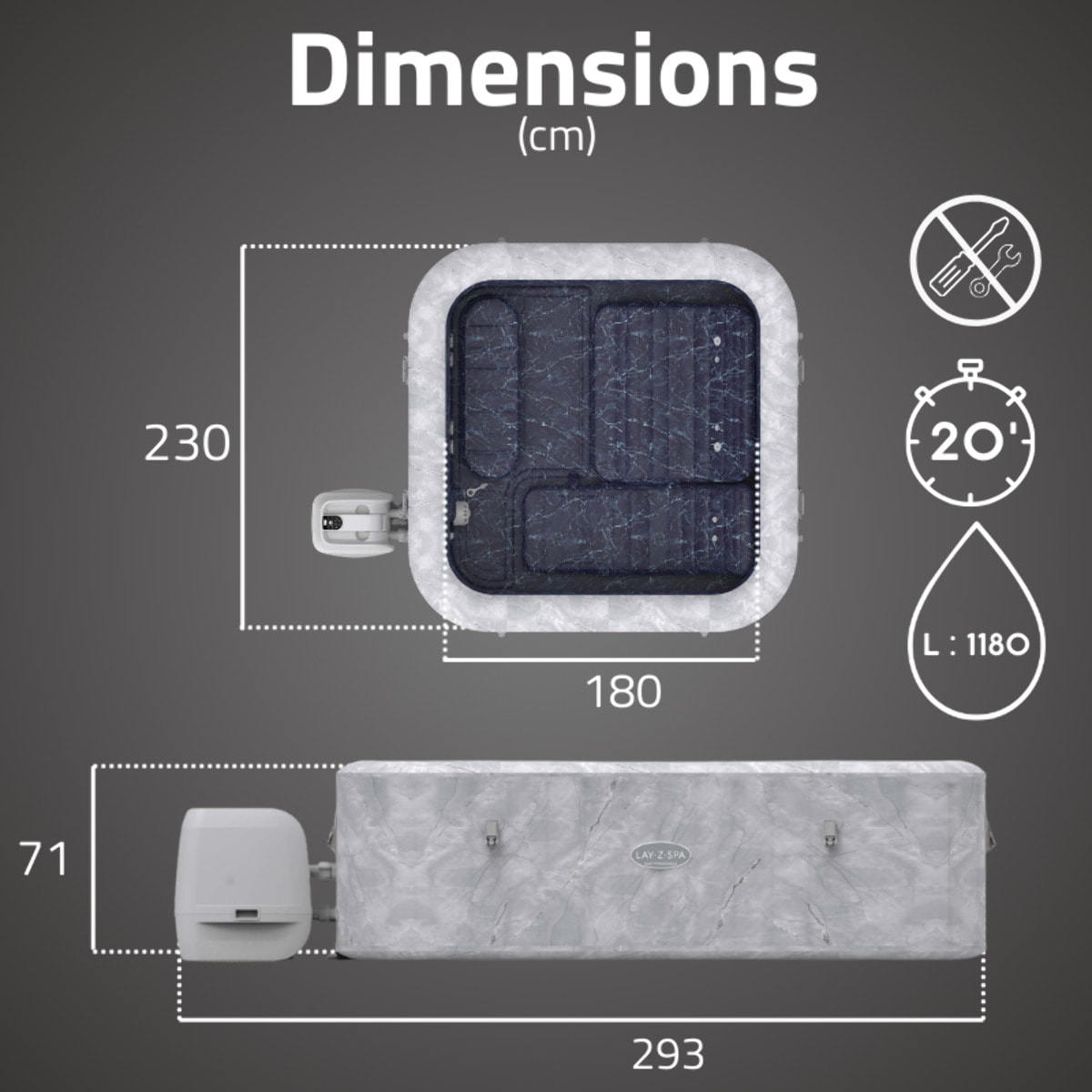 Bestway Spa gonflable carré Lay-Z-Spa San Francisco HydroJet Pro avec WiFi 5-7 personnes