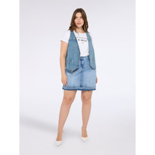 Fiorella Rubino - Minifalda vaquera con efecto desgastado - Light - blue