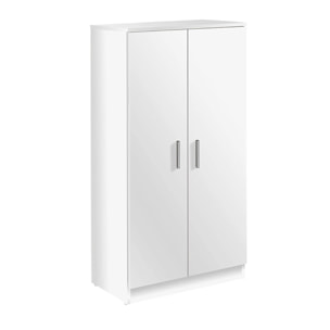 Armadio Mobiletto Portascarpe Bridge Scarpiera in Legno 7 Ripiani e 2 Ante Ingresso Corridioio Arredo Casa Design Minimal 108 x 55 x 36 cm Bianco