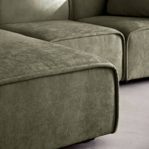 Canapé d'angle gauche 3 places tissu kaki 2 coussins carrés L 230 x P 145 x H 70 cm - Lester