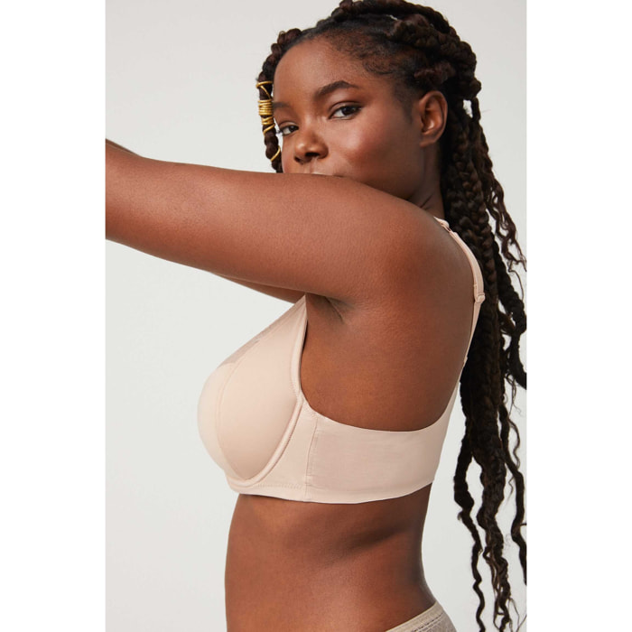 Reggiseno con ferretto non imbottito beige, coppe C, D ed E