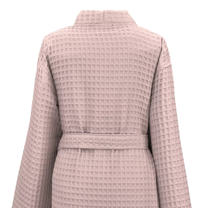 Peignoir femme pur coton 240 g/m² nid d'abeille rose Detente rose poudre