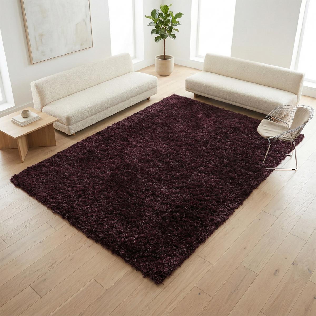 Tapis fait main Shaggy longues mèches Hago