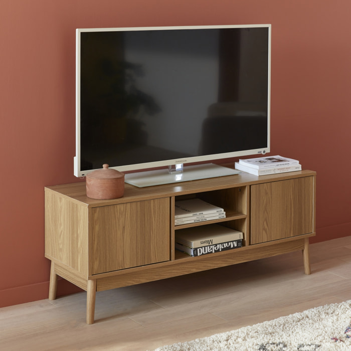 Meuble TV décor bois 2 portes L 120 x l 39 H 48cm - Dune