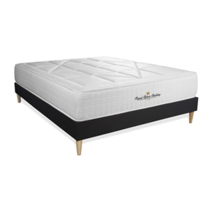 Ensemble matelas ressorts ensachés + mémoire de forme maxi épaisseur Windsor sommier KIT noir + Sommier tapissier en kit cm d'épaisseur - Matelas à Ressorts ensachés et mémoire de forme de 26cm d'épaisseur