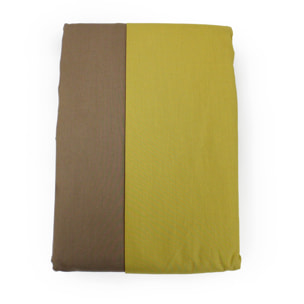 White & White Parure copripiumino singolo Bicolore 100% cotone percalle Giallo e Tortora