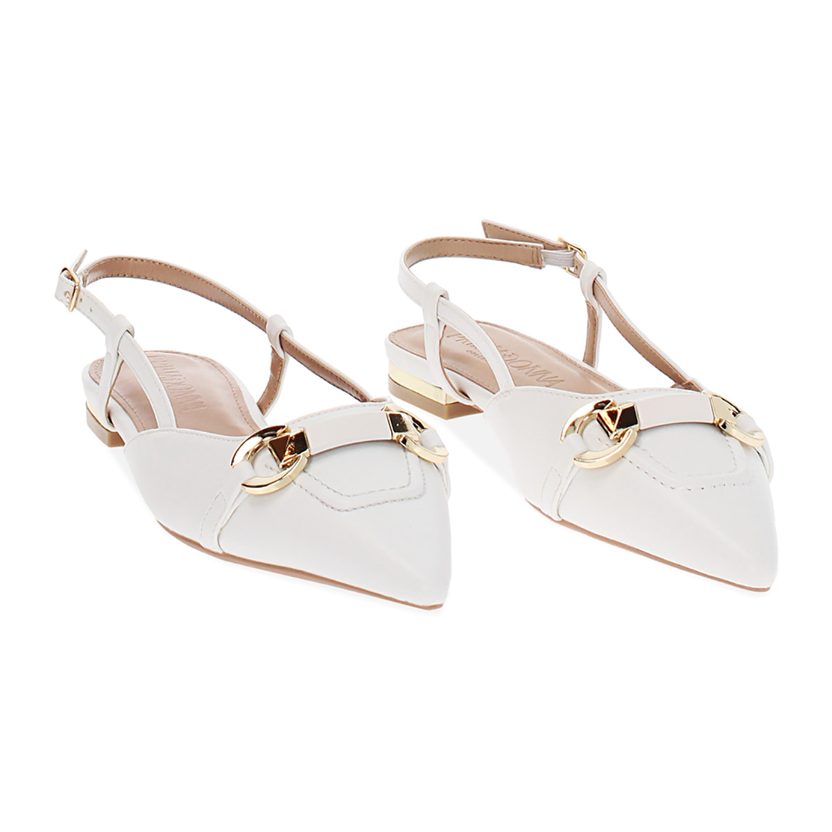 Ballerine slingback donna bianche a punta