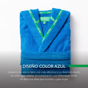 Albornoz con capucha m/l 360gsm 100% algodón azul rainbow be