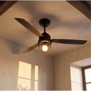 FORLIGHT Ventilador IP20 Mariner E27 15W Negro Negro