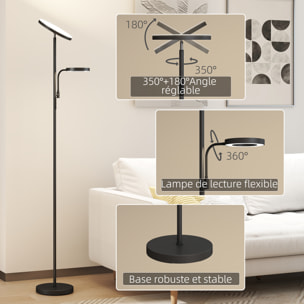 Lampadaire LED 42W dimmable 2700K-6500K 4 couleurs variation continue 4 modes scène télécommande noir