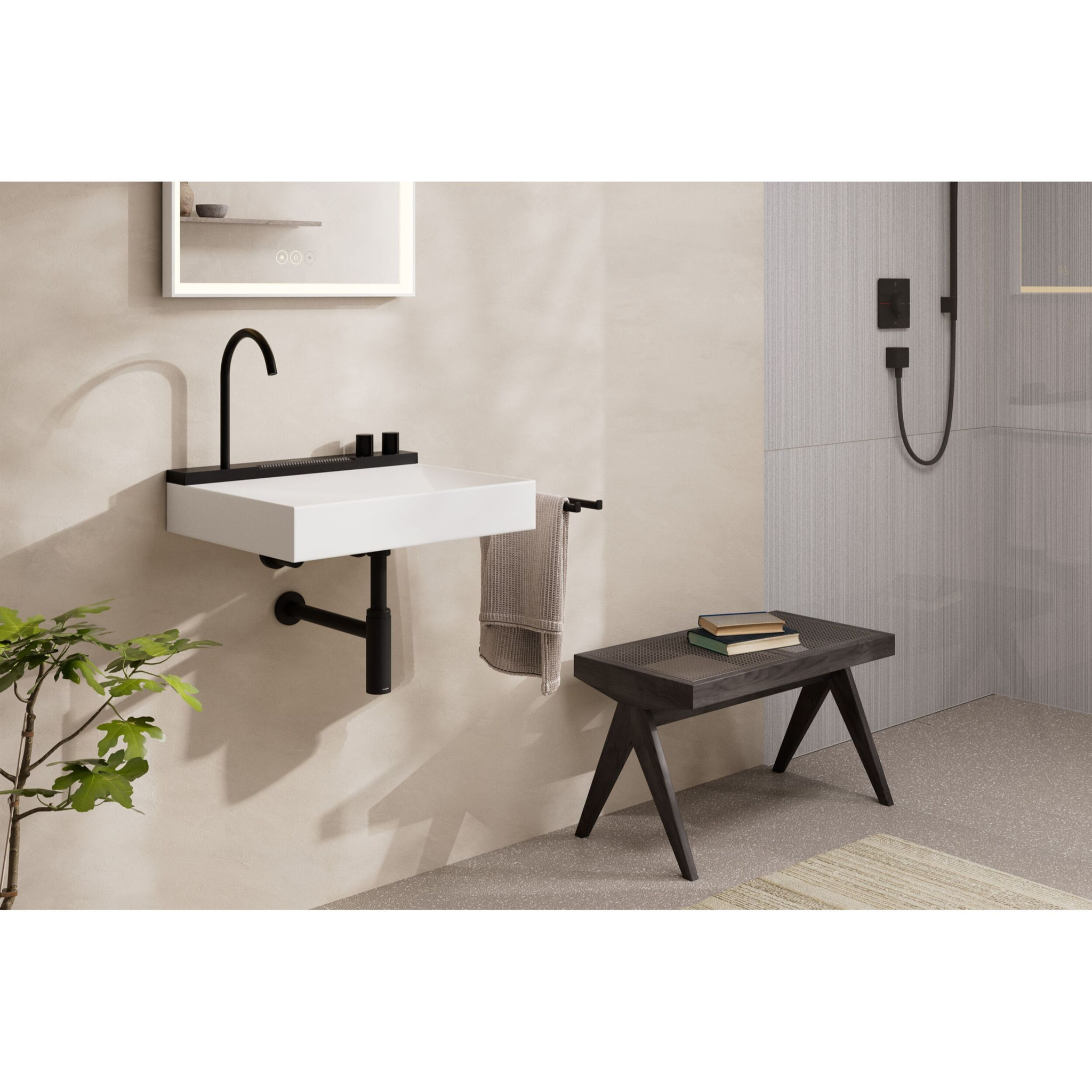 Siphon design Lavabo Flowstar S, Noir mat