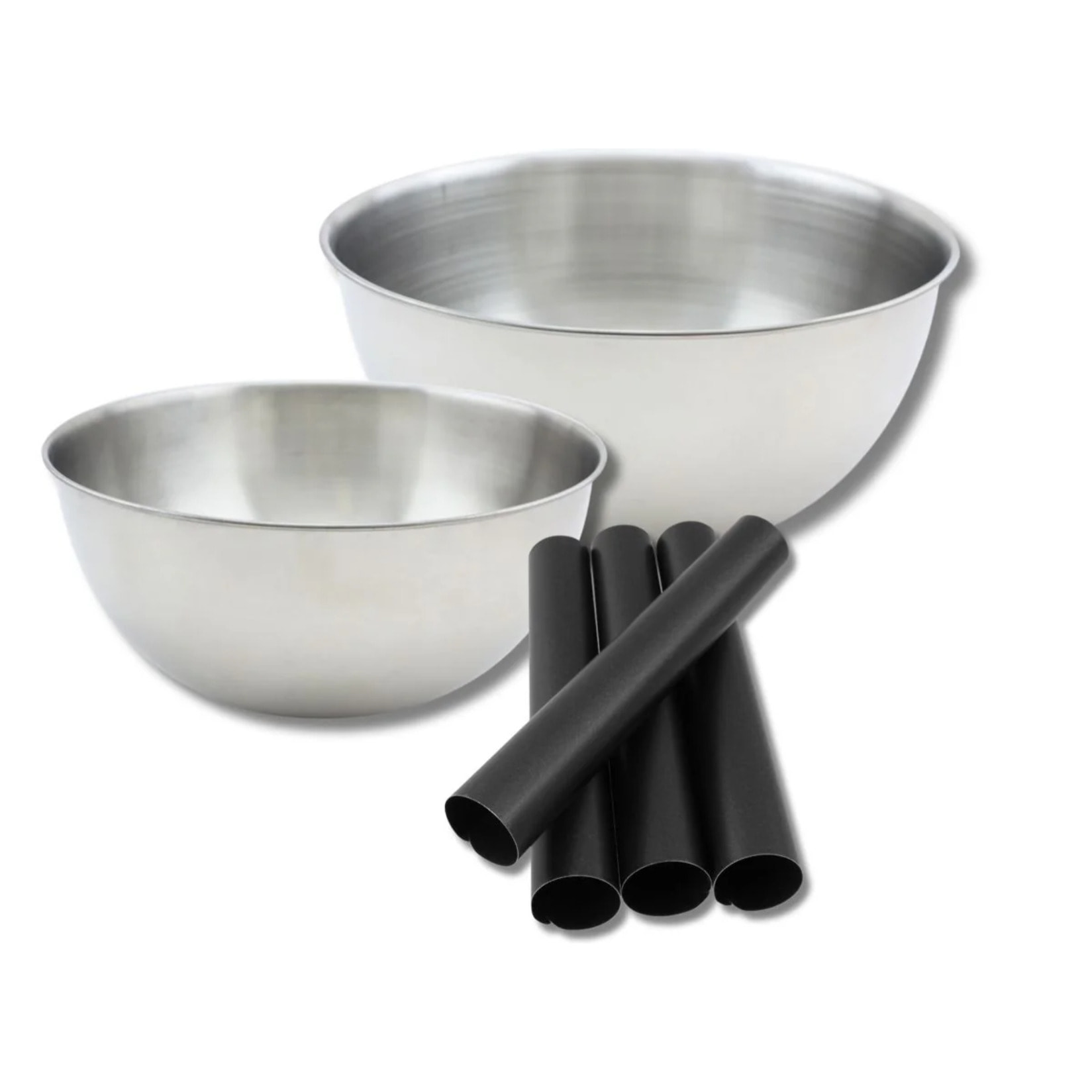 Set pâtisserie avec 4 moules tube 13 cm, 2 bols à mixer et 1 spatule Zenker
