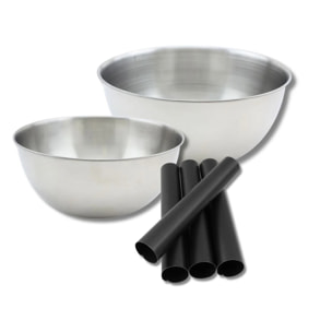Set pâtisserie avec 4 moules tube 13 cm, 2 bols à mixer et 1 spatule Zenker