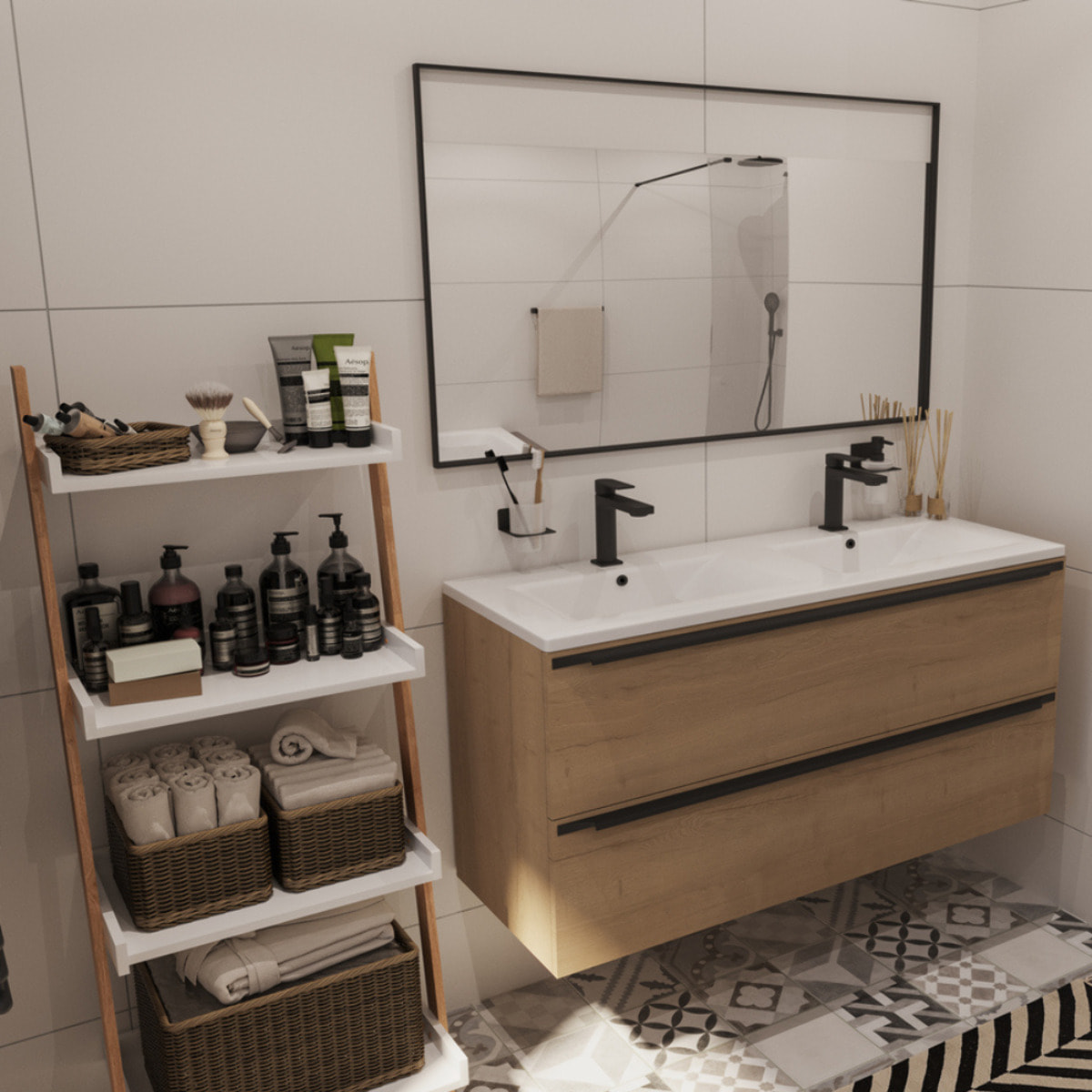 B-Way Mitigeur pour lavabo avec levier, Noir mat (SATBSBW271)