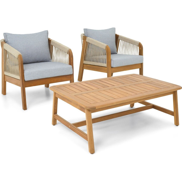 Salon de jardin 2 places en bois FSC - SYMI