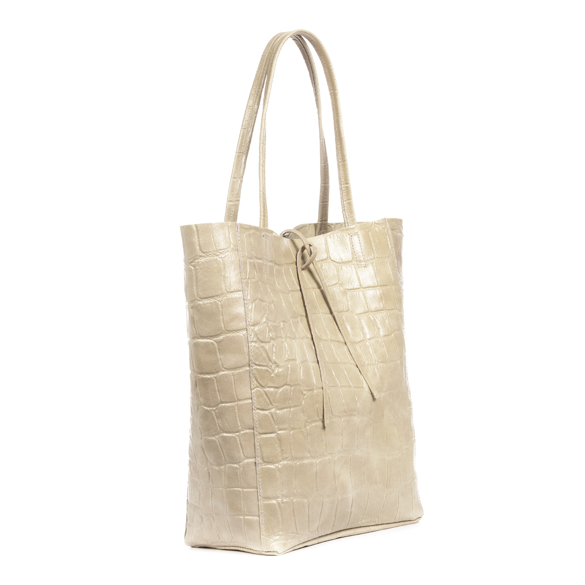 Sefora Borsa Shopper Donna.Pelle autentica Camoscio Stampato Coccodrillo Grande