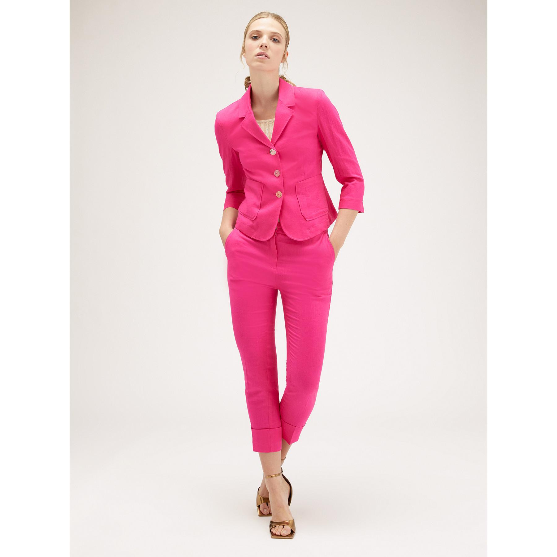 Motivi - Giacca blazer slim fit misto lino - Fucsia