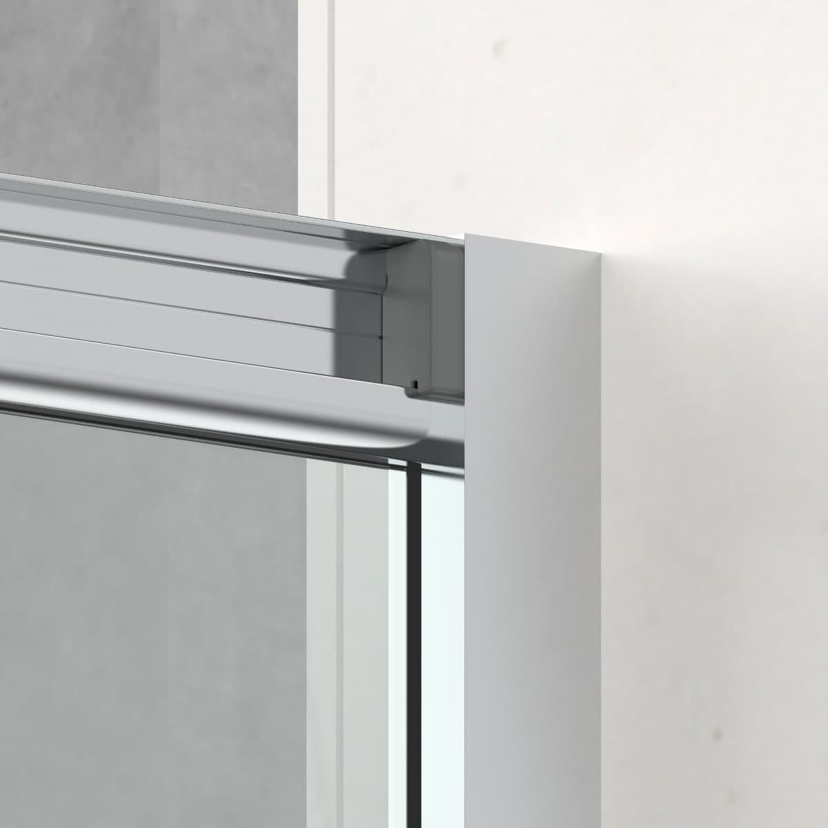 TEX BB Porte de douche 100x195cm coulissante anticalcaire avec profilés chrome brillant  (TEXDBB100CRT-SET)