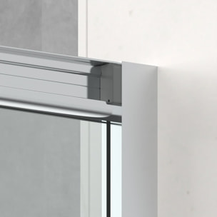 TEX BB Porte de douche 100x195cm coulissante anticalcaire avec profilés chrome brillant  (TEXDBB100CRT-SET)