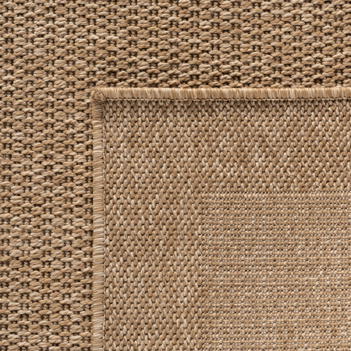 TIMBER - Tapis rond intérieur/extérieur beige effet jute à motif cadre
