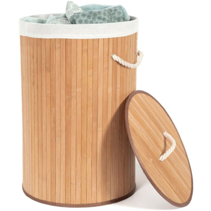 Panier à linge COMPACTOR Rond pliable Bambou Naturel