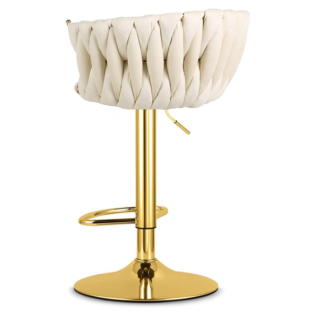 Sgabello da bar Mig in velluto beige e metallo dorato