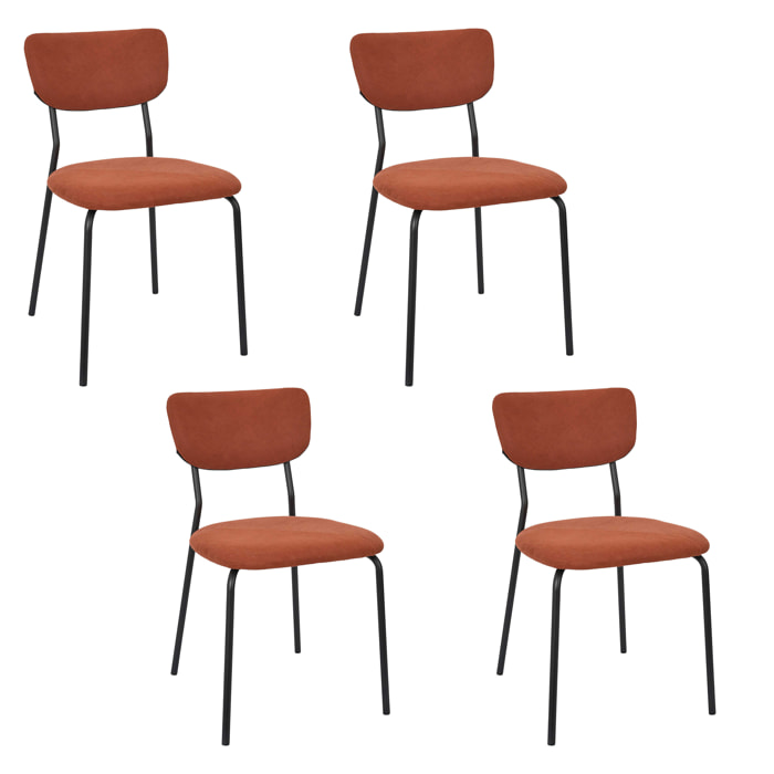 Lot de 4 Chaises - HOME DECO FACTORY - Jules - Côtelées - Confortables - Terracotta