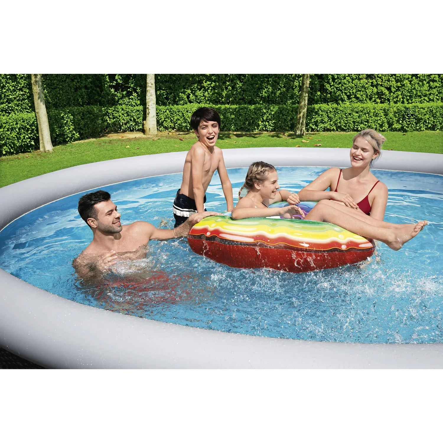 Piscine autoportante ronde Diamètre 4,57 x 1,07 m aspect résine tressée Fast Set de Bestway