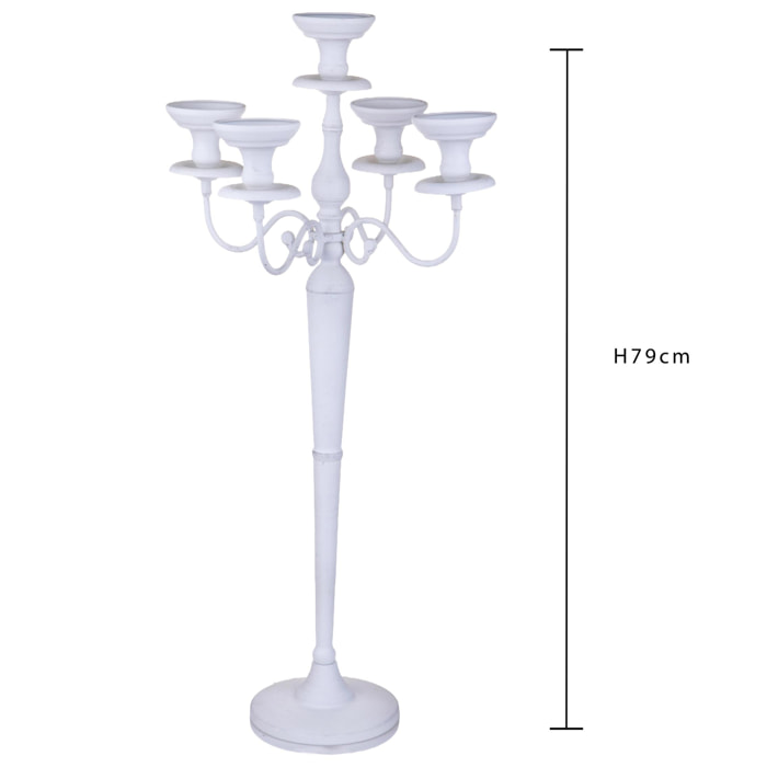 Candeliere per 5 Metallo - Pezzi 1 - Colore Bianco - 29,5x79Hx29,5cm - Bianchi Dino