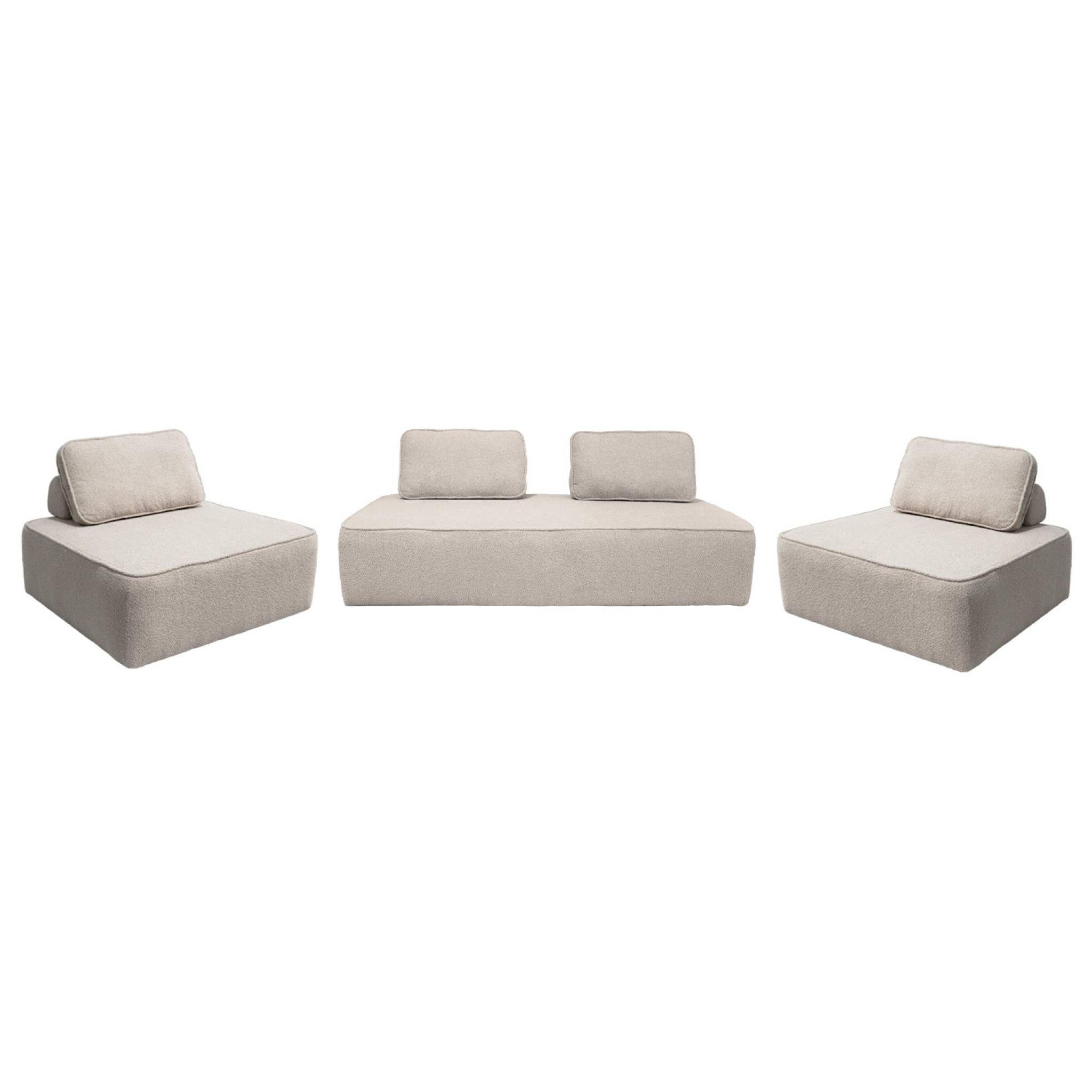 Ensemble chauffeuses pour canapé modulable 4 places bouclette beige - Bao