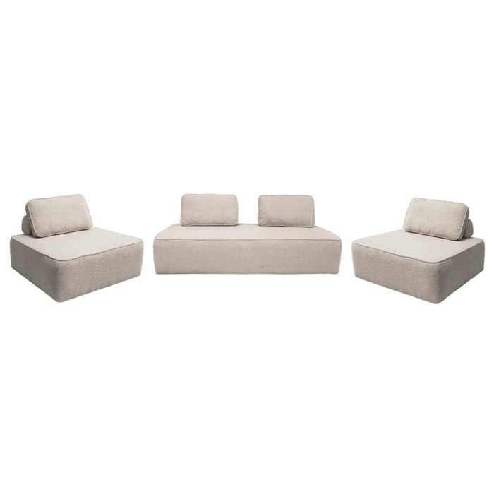 Ensemble chauffeuses pour canapé modulable 4 places bouclette beige - Bao