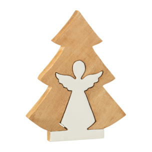 J-Line décoration Ange dans Arbre - bois - blanc/naturel - large