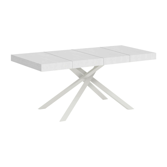 Mesa extensible 90x140/244 cm Karida Premium fresno blanco patas blanca