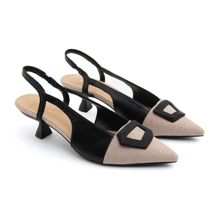 Slingback timeless kitten - NERO
